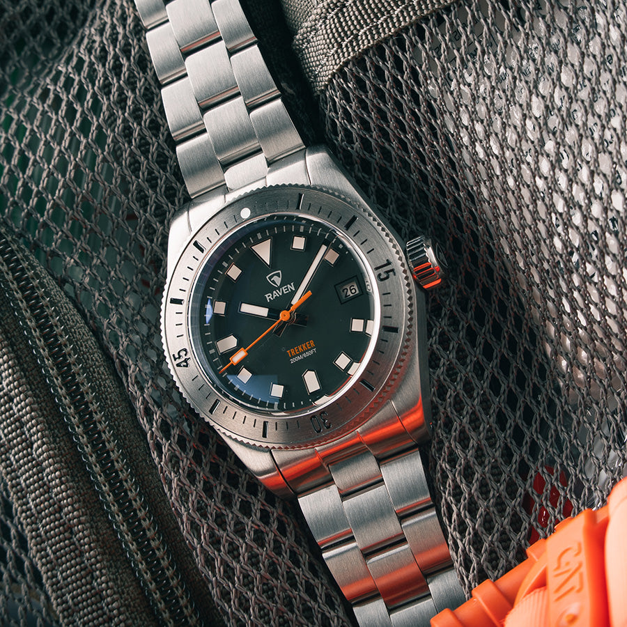 Raven Trekker - Gloss Grey - Steel Bezel – Raven Watches LLC